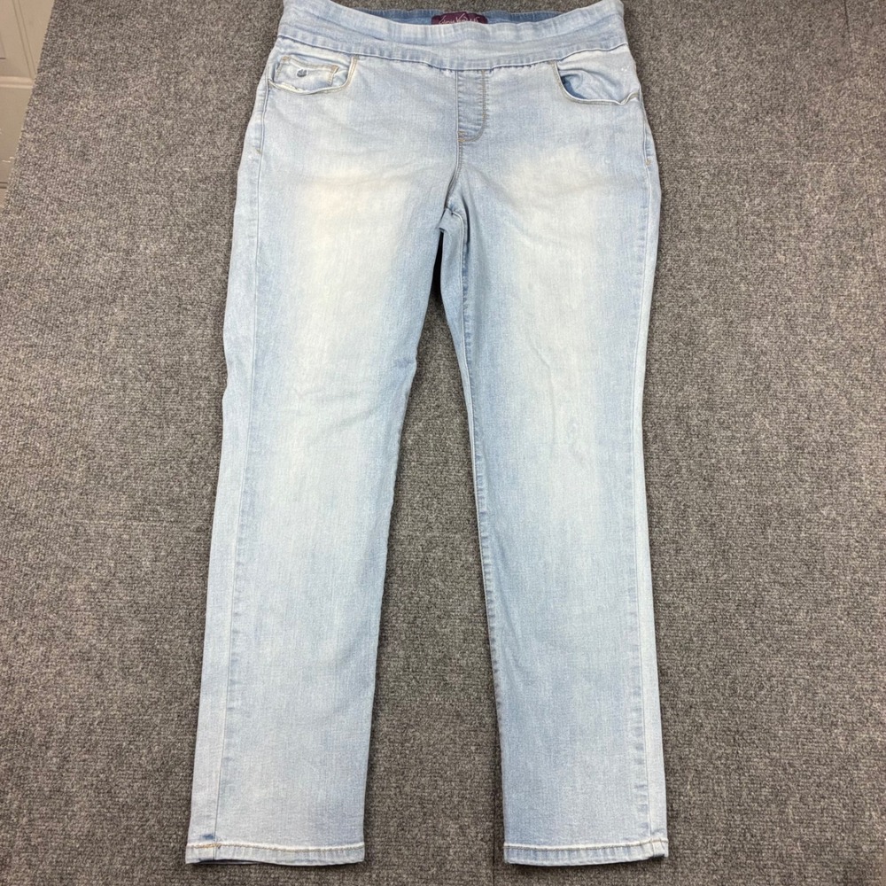 Gloria Vanderbilt Amanda Pull On Jeans Womens 16W Light Wash Tapered High Rise